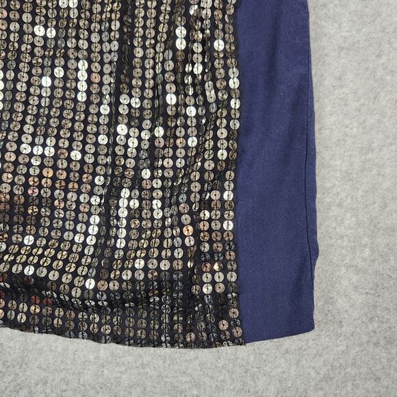 UK Style French Connection Dress Womens Size 4 Navy Blue Sleeveless Faux Sequins - Picture 5 of 14